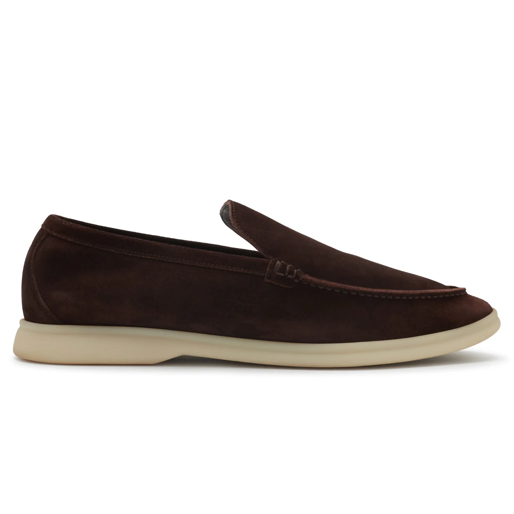 Side View of Preloved - Loro Piana Summer Walk Suede Chocolate Loafers